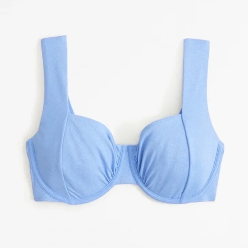 Abercrombie Curve Love Wide Strap Underwire Bikini Top in Blue Shimmer